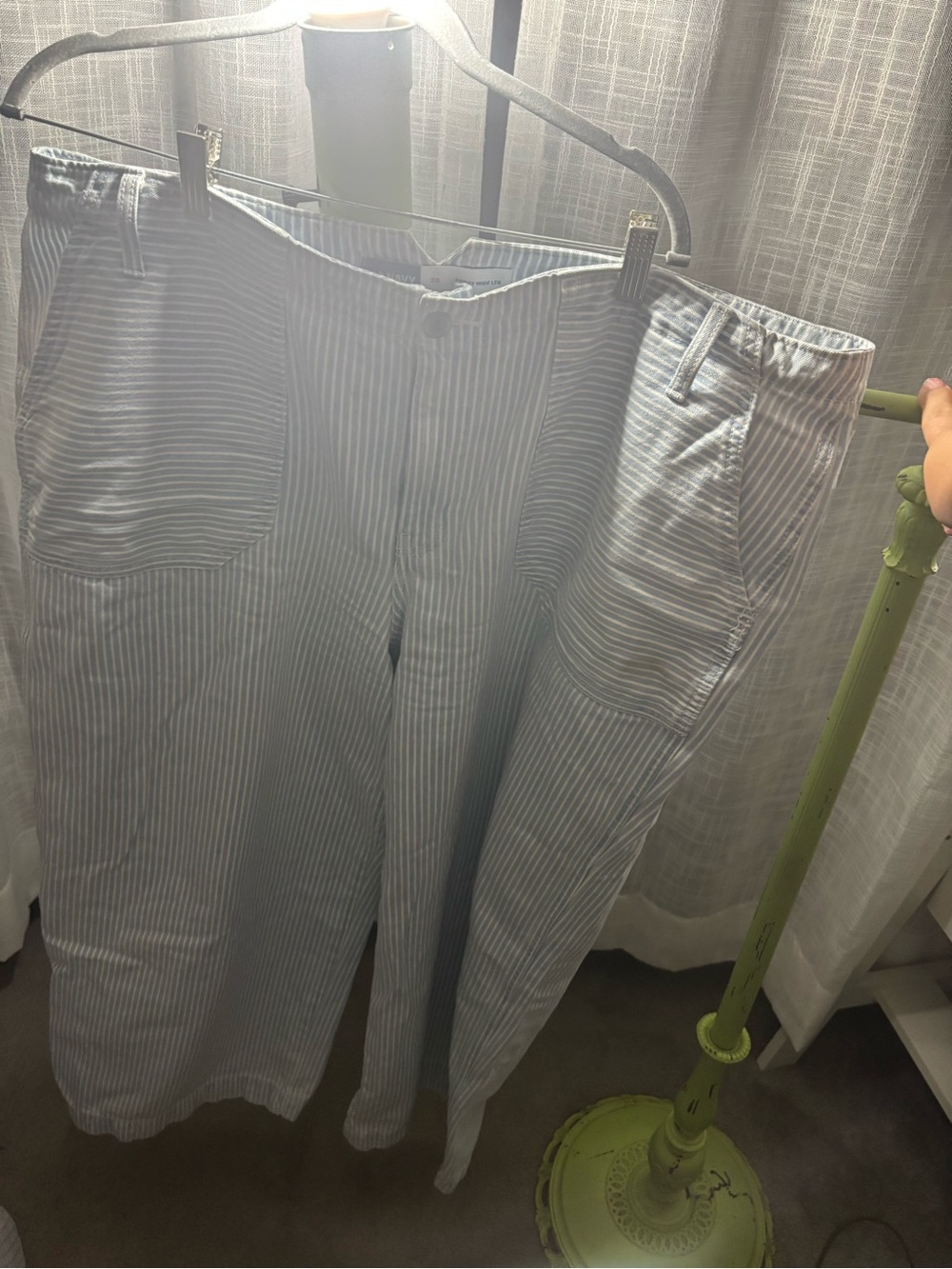 Old Navy Light Blue & White Striped Wide-Leg Jeans